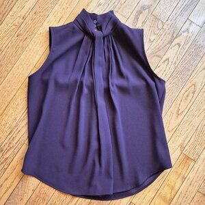 Ann Taylor Sleeveless Purple Mockneck Blouse XSPetite